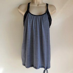 Athleta Hidden Agenda Bra Tank Top Strappy Gray/Black Size Small